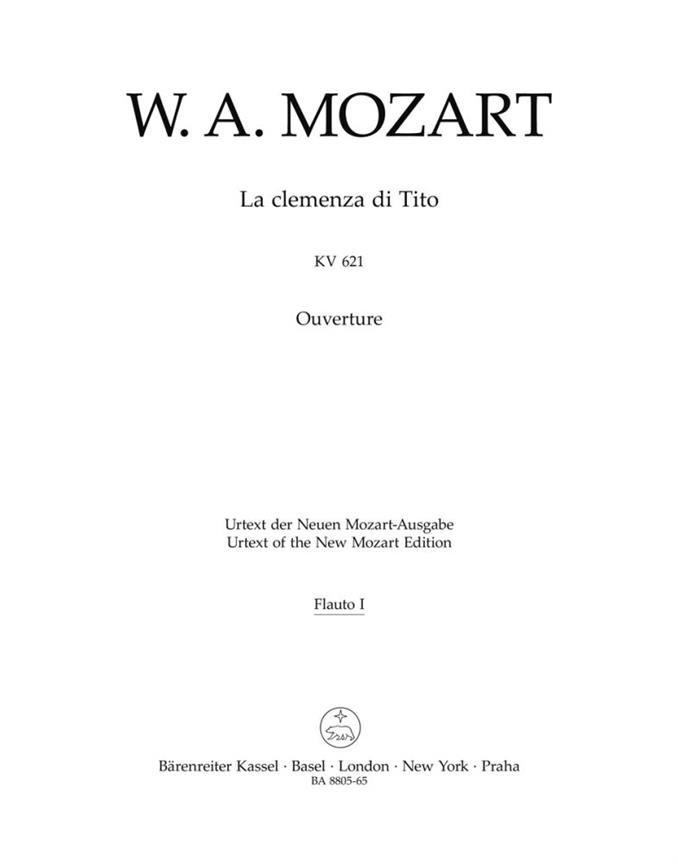 La clemenza di Tito, KV.621 - Ouverture (Wind parts, Urtext edition)
