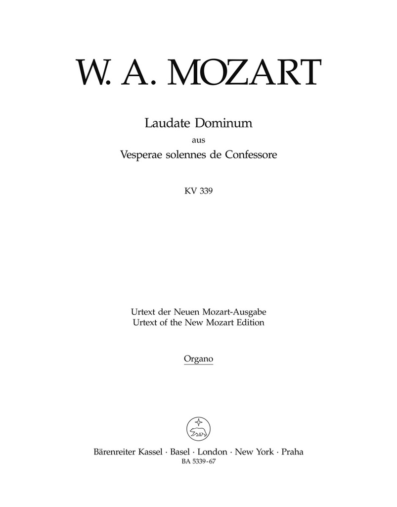 Laudate Dominum, KV.339 (from the Vesperae solennes de Confessore) (Organ)