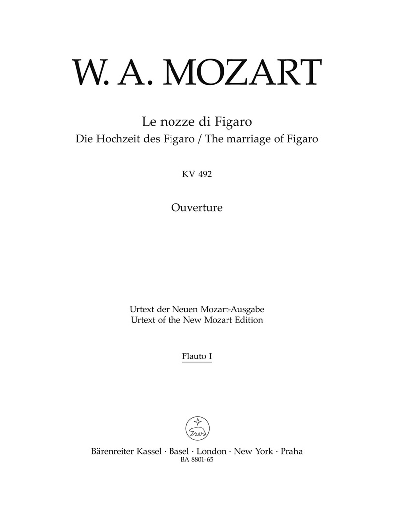 Le nozze di Figaro, KV.492 Ouverture (Wind parts, Urtext edition)