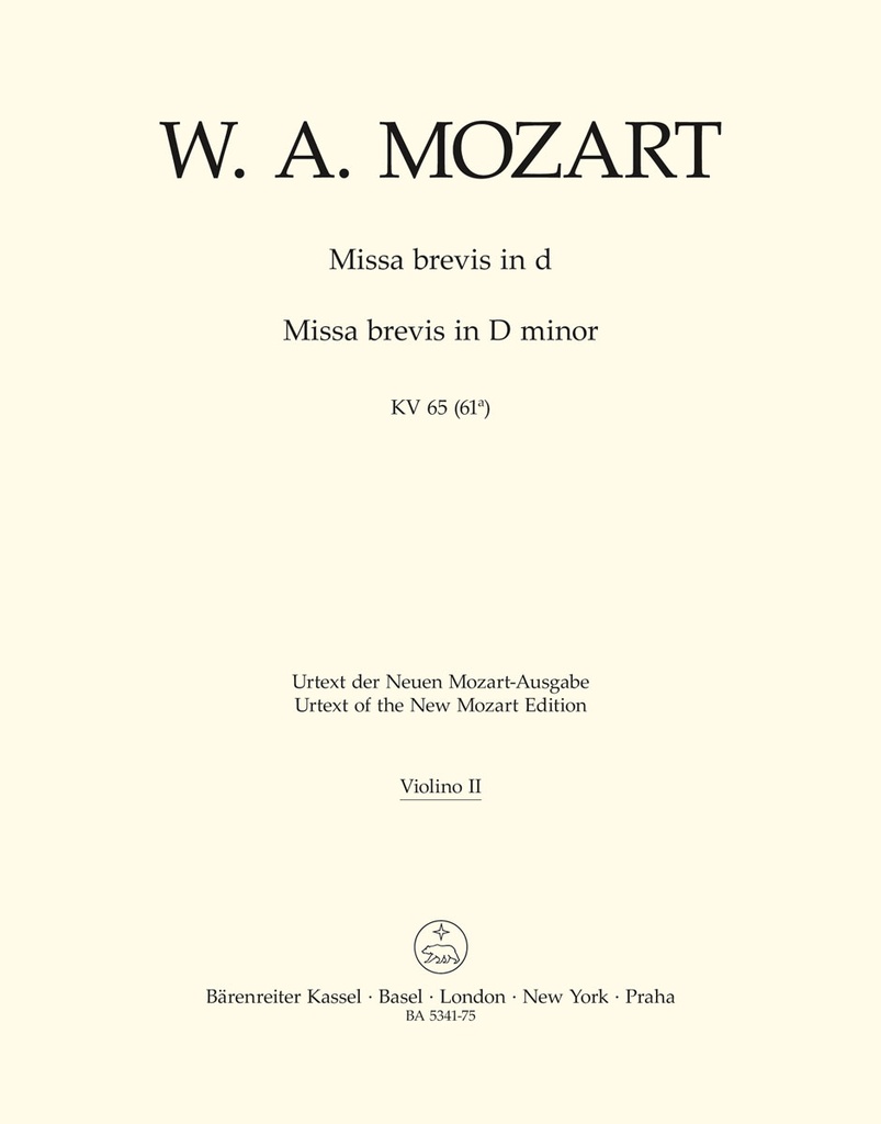 Missa brevis D minor, KV.65 (61a) (Violin 2)