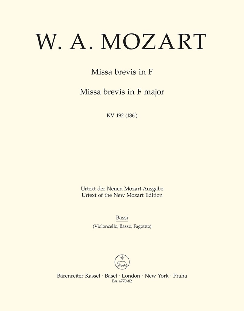 Missa brevis F major, KV.192 (186f) (Cello / Double bass)