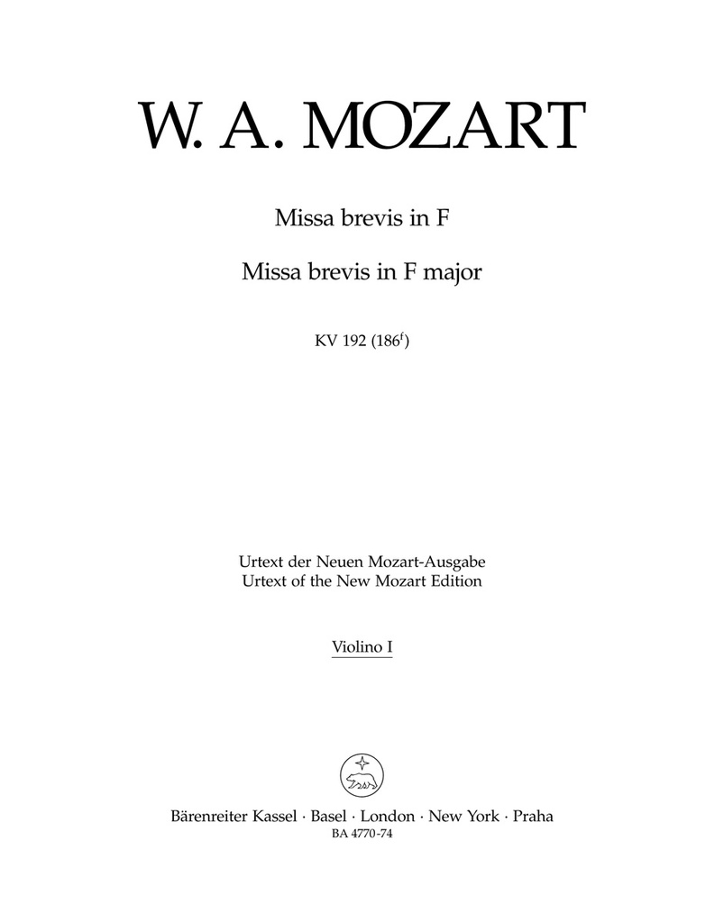 Missa brevis F major, KV.192 (186f) (Violin 1)