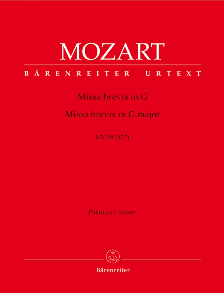 Missa brevis G major, KV.49 (47d) (Full score, Urtext edition)
