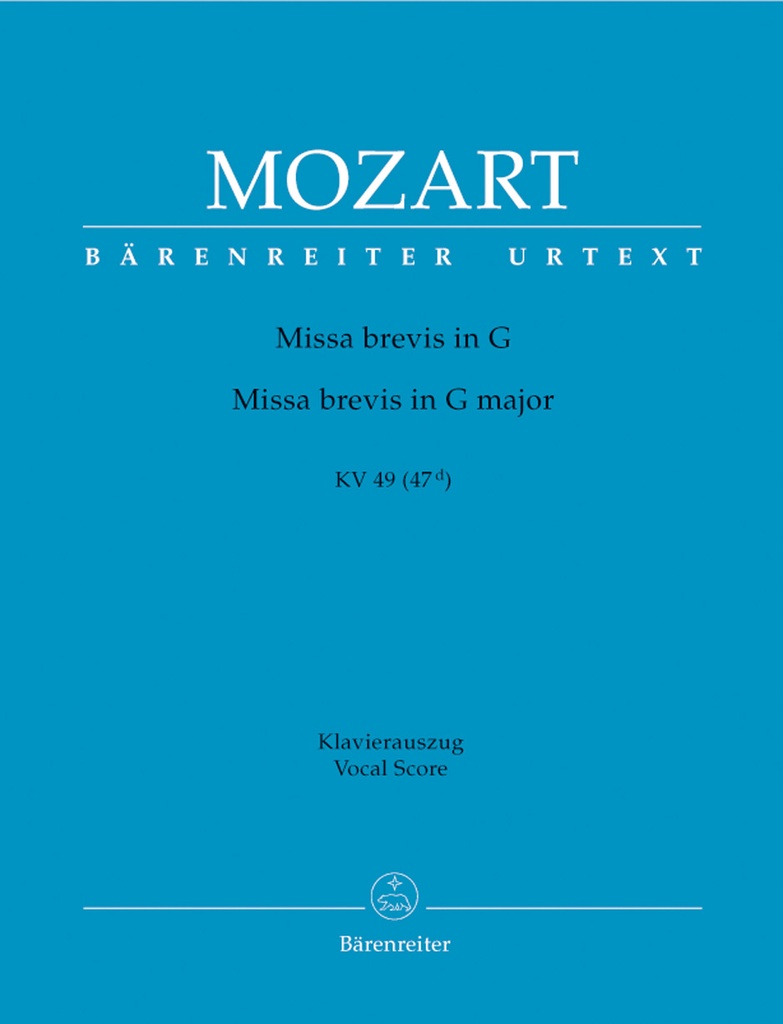 Missa brevis G major, KV.49 (47d) (Vocal score, Urtext edition)