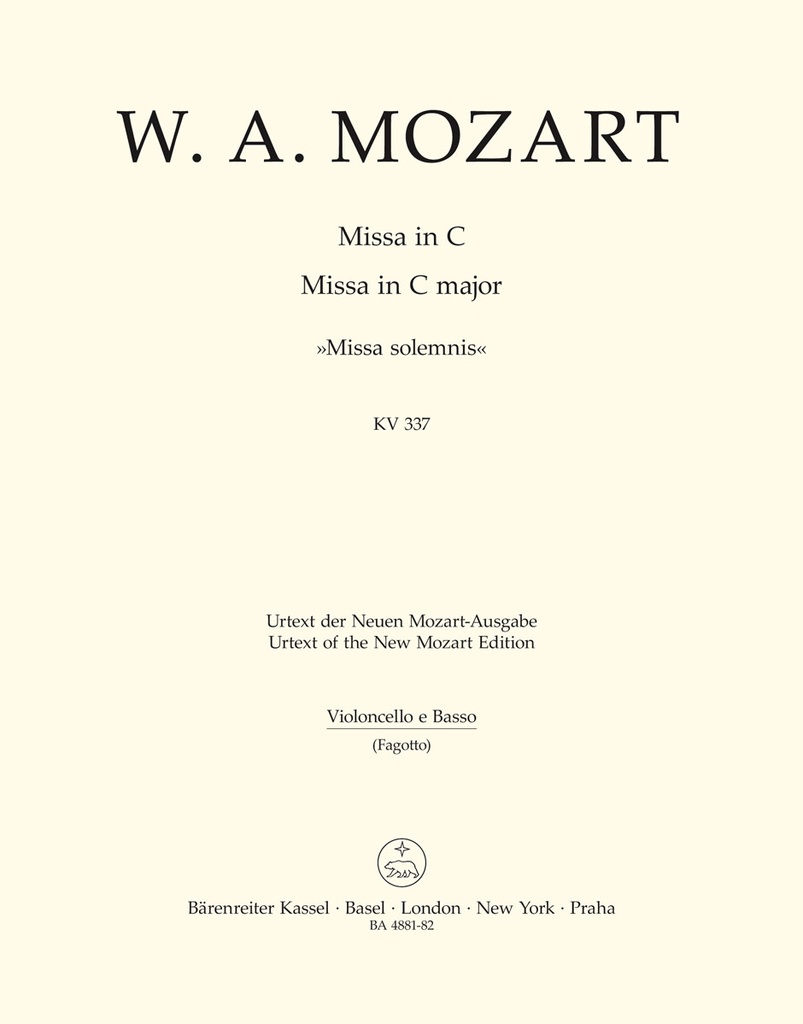 Missa C major, KV.337 'Missa solemnis' (Cello / Double bass)