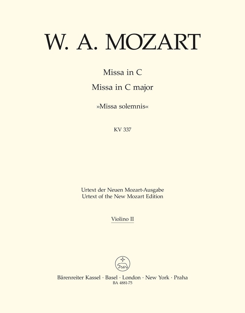 Missa C major, KV.337 'Missa solemnis' (Violin 2)