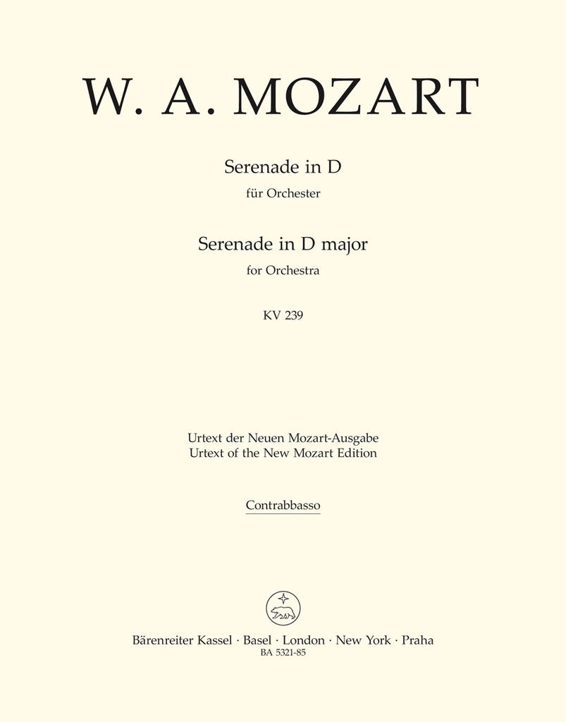 Serenade D major, KV.239 (Serenata notturna) (Double bass)