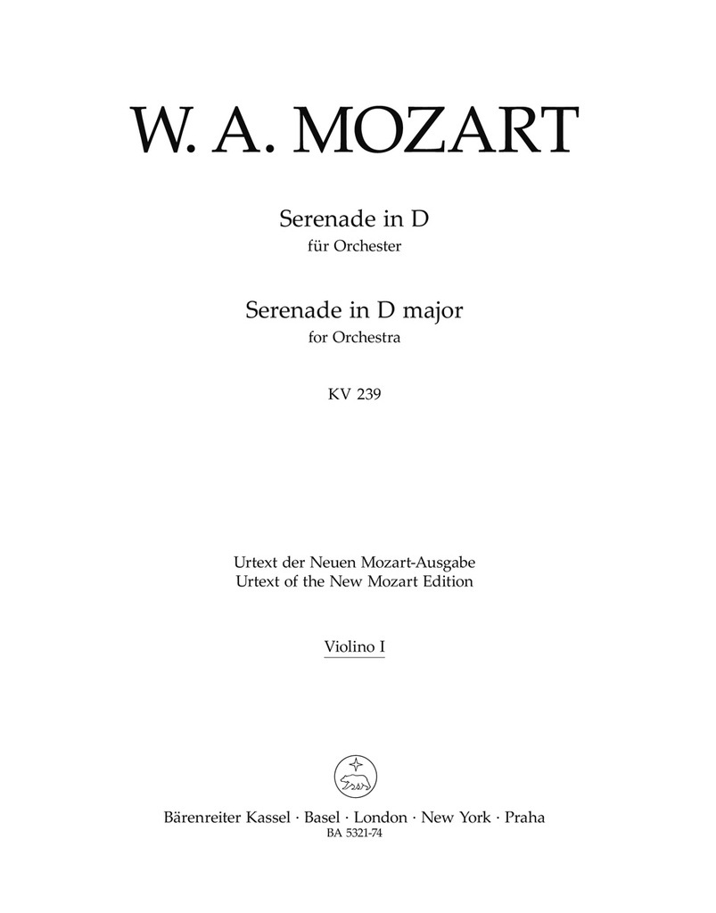 Serenade D major, KV.239 (Serenata notturna) (Violin 1)