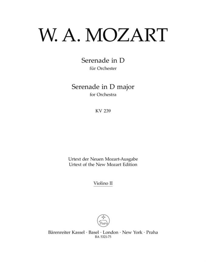 Serenade D major, KV.239 (Serenata notturna) (Violin 2)