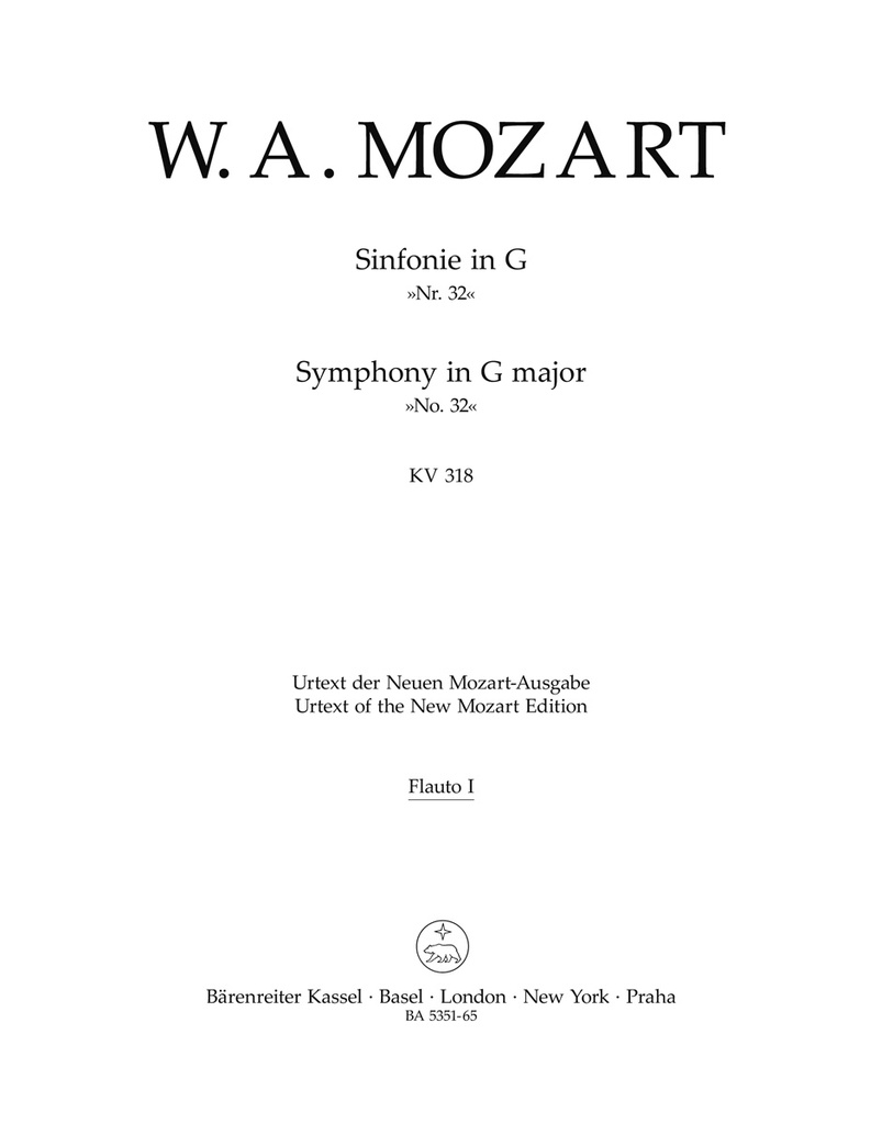 Symphony (Overture) G major, KV.318 (Wind parts, Urtext edition)