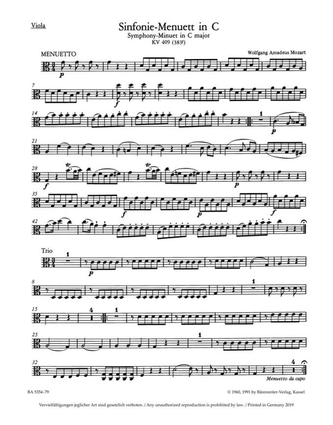 Symphony C major, KV.409 (Viola)