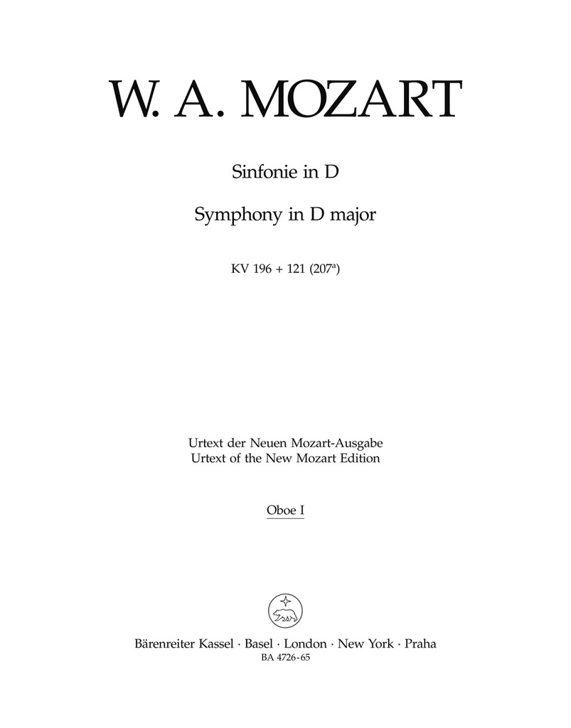 Symphony D major (Wind parts, Urtext edition)