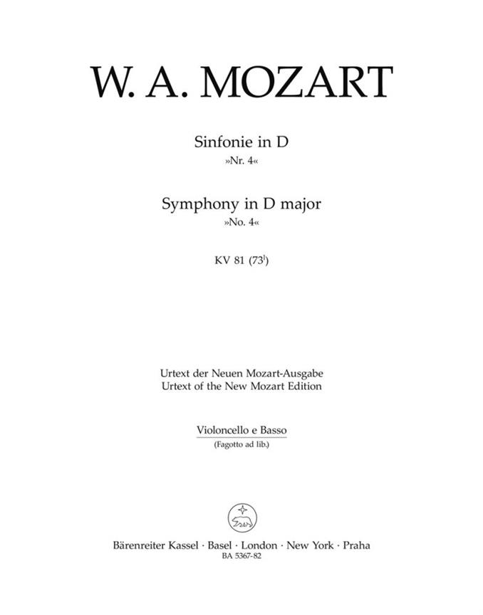 Symphony D major, KV.81(73l) (Cello / Double bass)