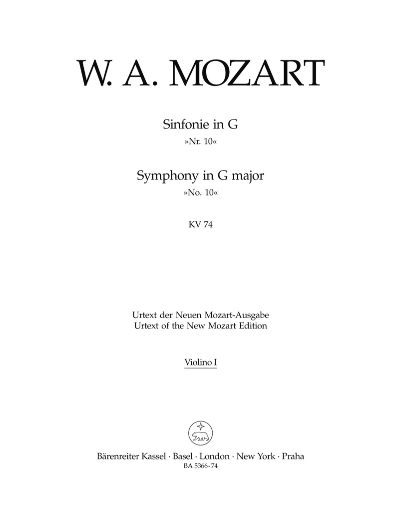 Symphony No.10 G major, KV.74 (Violin 1)