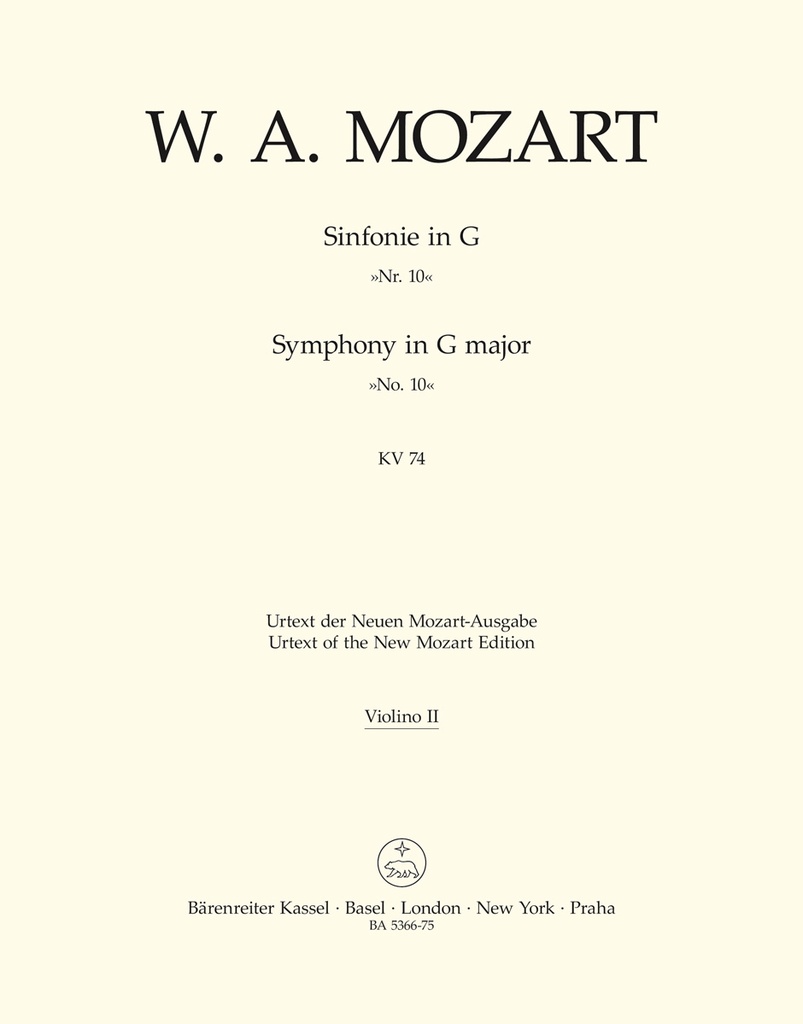 Symphony No.10 G major, KV.74 (Violin 2)