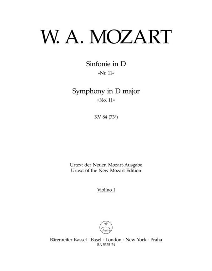 Symphony No.11 D major, KV.84 (73Q) (Violin 1)