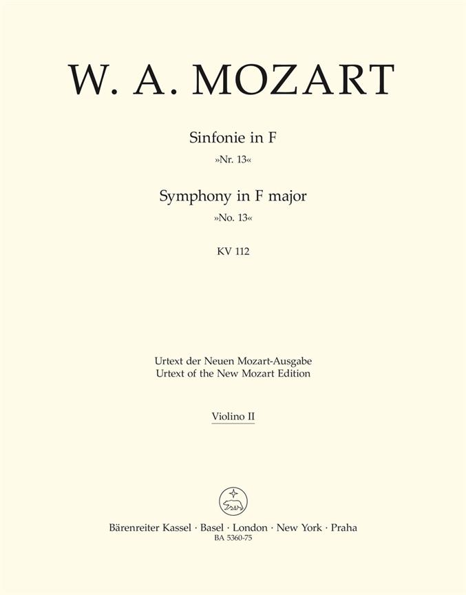 Symphony No.13 F major, KV.112 (Violin 2)