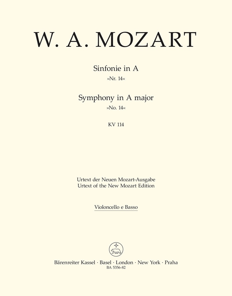 Symphony No.14 A major, KV.114 (Cello / Double bass)
