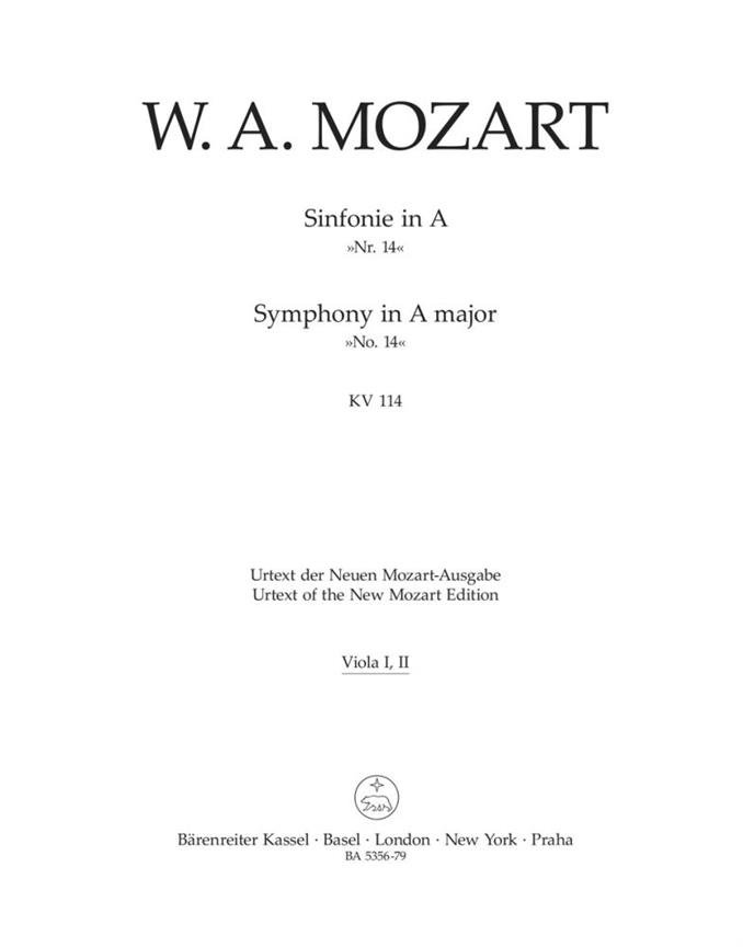 Symphony No.14 A major, KV.114 (Viola parts)