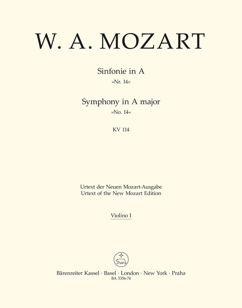 Symphony No.14 A major, KV.114 (Violin 1)