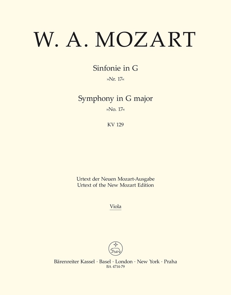Symphony No.17 G major, KV.129 (Viola)