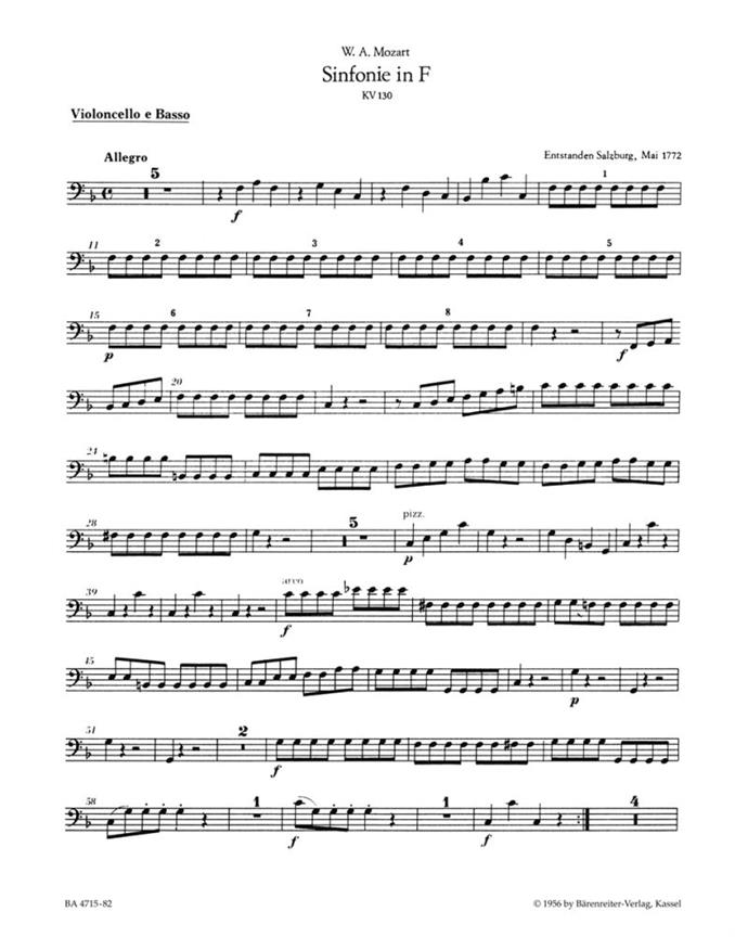 Symphony No.18 F major, KV.130 (Cello / Double bass)