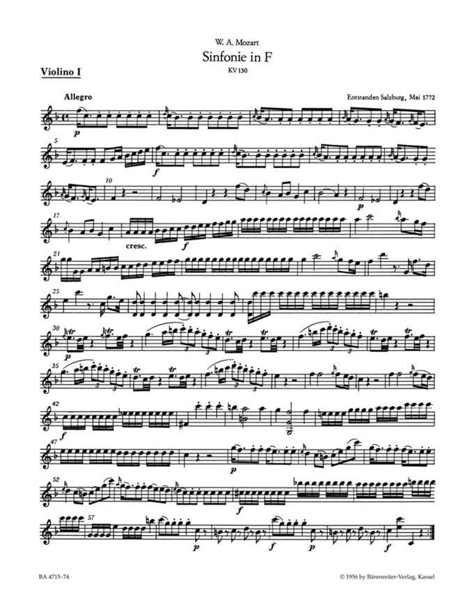 Symphony No.18 F major, KV.130 (Violin 1)
