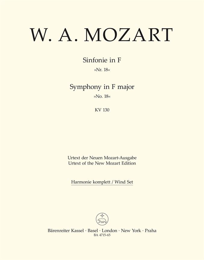 Symphony No.18 F major, KV.130 (Wind parts, Urtext edition)
