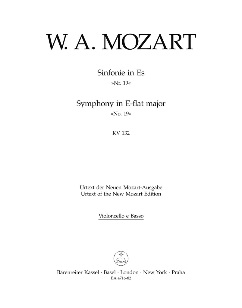 Symphony No.19 E-flat major, KV.132 (Cello / Double bass)
