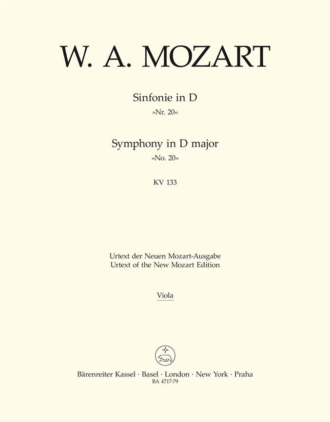 Symphony No.20 D major, KV.133 (Viola)