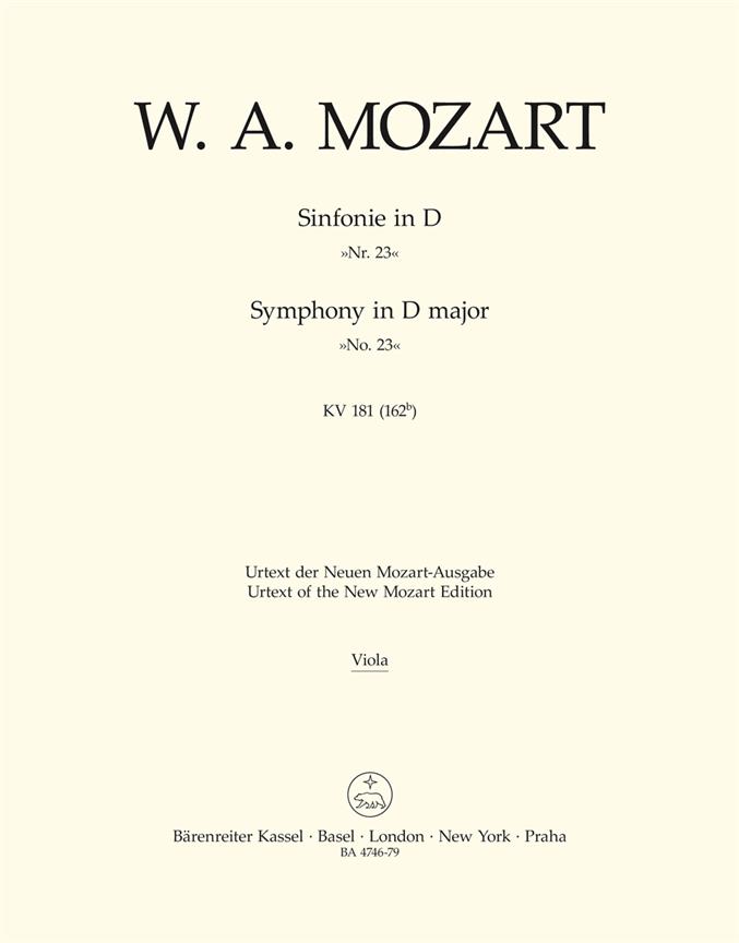 Symphony No.23 D major, KV.181 (162b) (Viola)