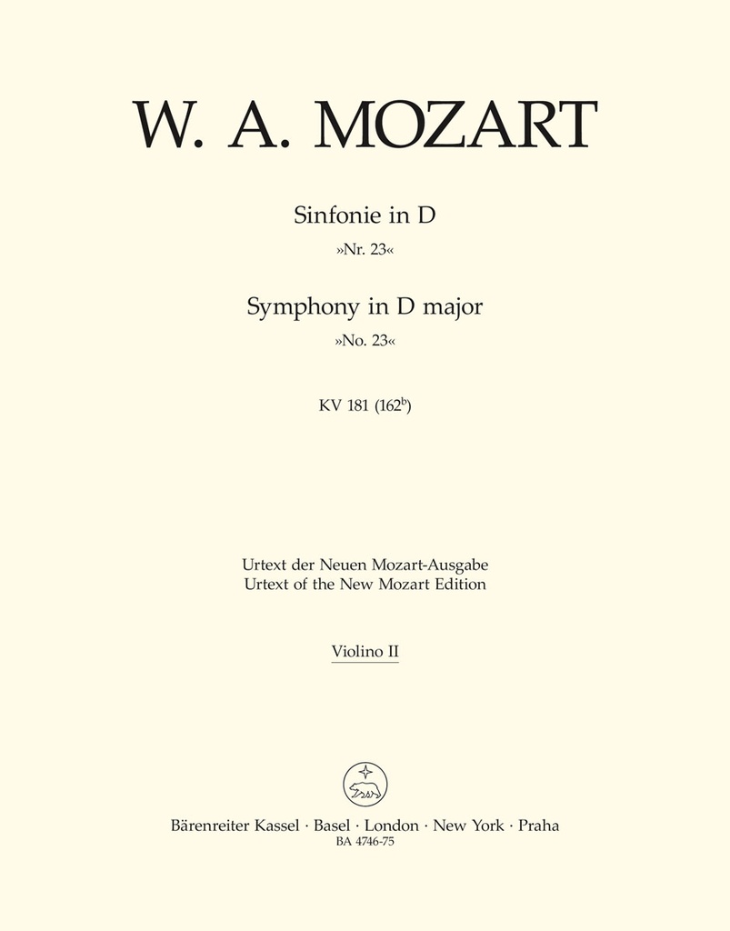 Symphony No.23 D major, KV.181 (162b) (Violin 2)