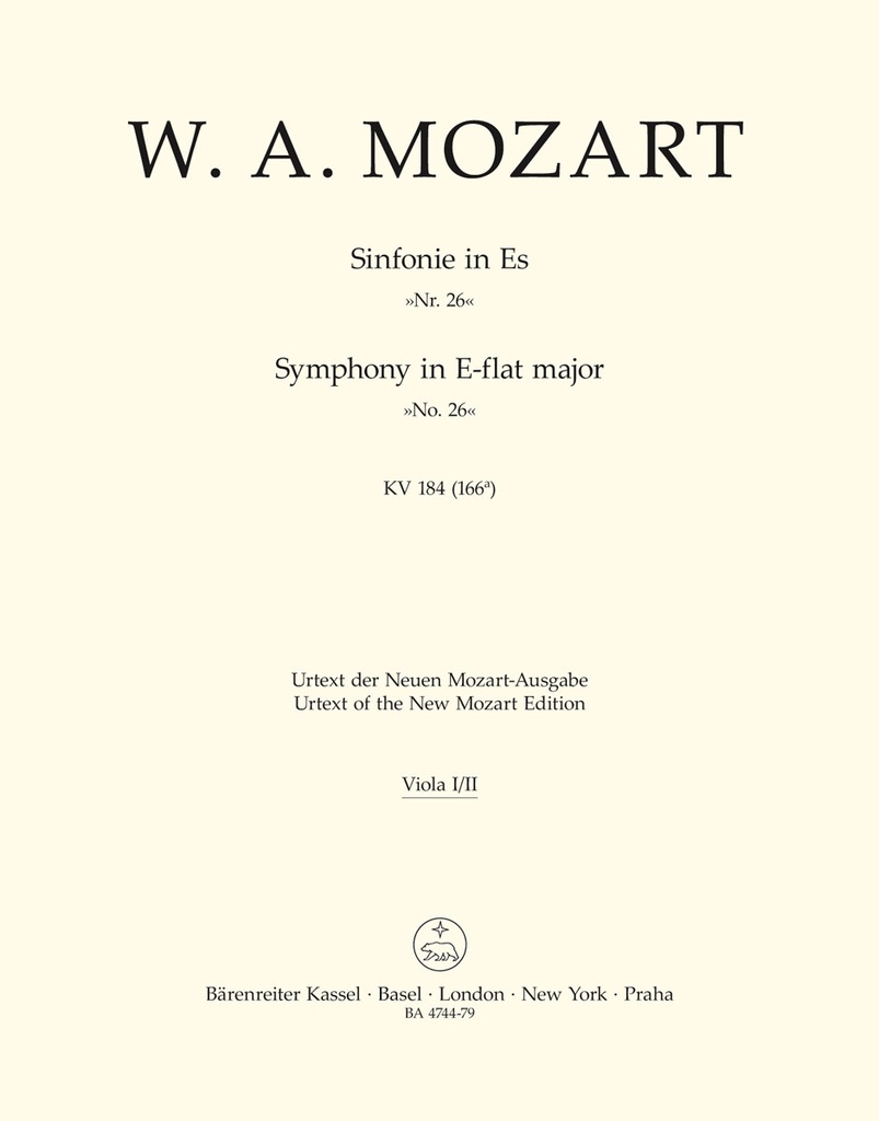 Symphony No.26 E-flat major, KV.184(166a) (Viola)