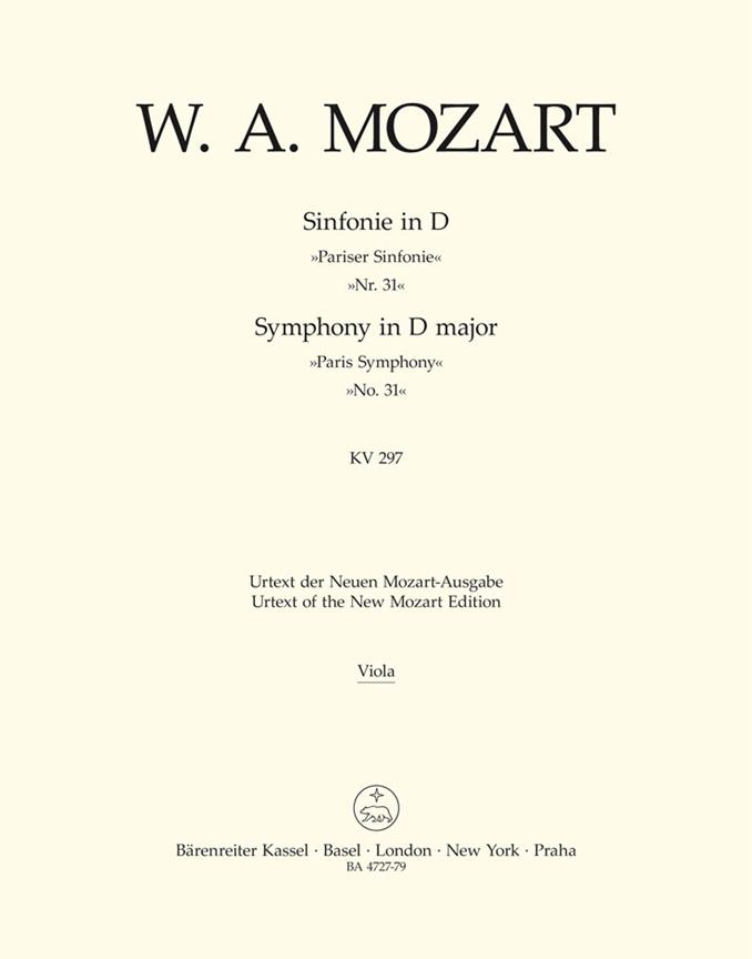 Symphony No.31 D major, KV.297 (300a) 'Paris Symphony' (Viola)