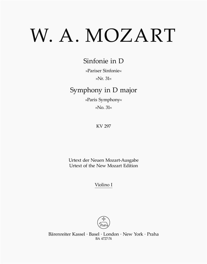 Symphony No.31 D major, KV.297 (300a) 'Paris Symphony' (Violin 1)