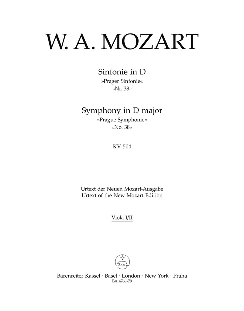 Symphony No.38 D major, KV.504 'Prague Symphony' (Viola parts)