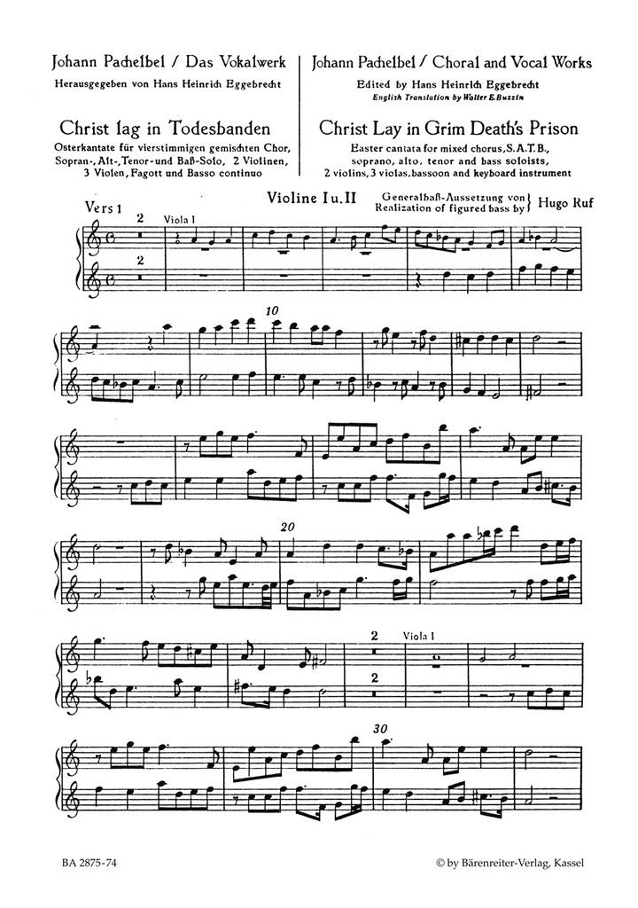 Christ lay in grim death's prison (Violin parts)