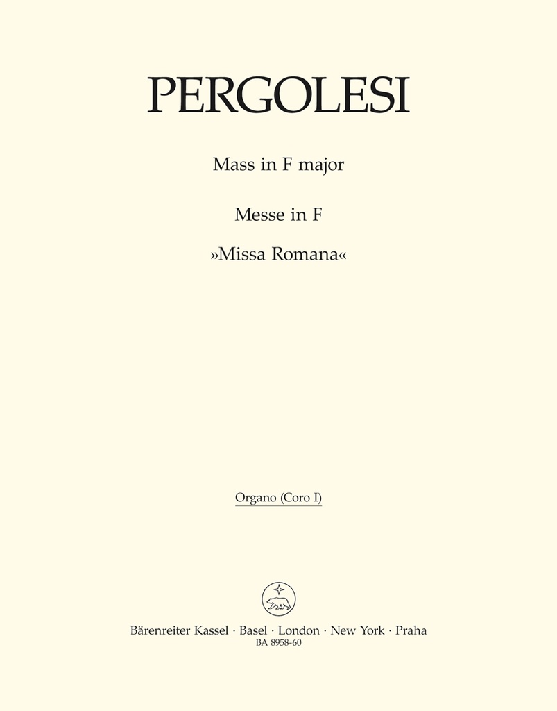 Mass F major 'Missa Romana' (Chorus 1 Organ)