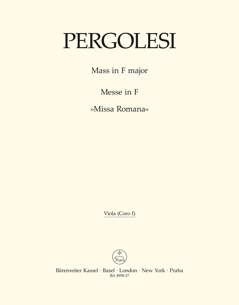 Mass F major 'Missa Romana' (Chorus 1 Viola)