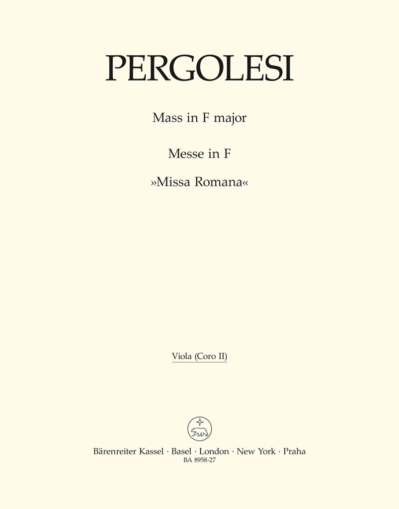 Mass F major 'Missa Romana' (Chorus 2 Viola)