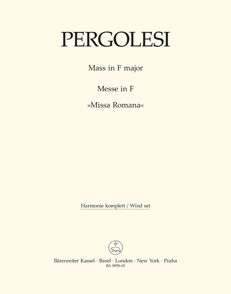 Mass F major 'Missa Romana' (Wind parts, Urtext edition)