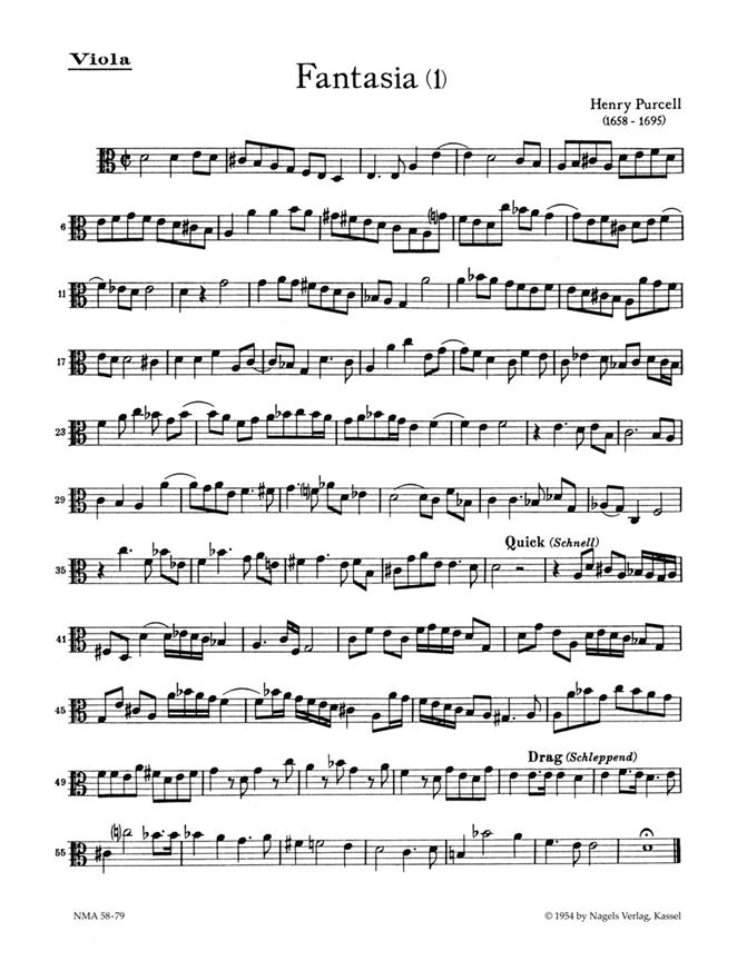 Fantasien für Streicher (Violen da gamba). - Vol.1 (Viola)