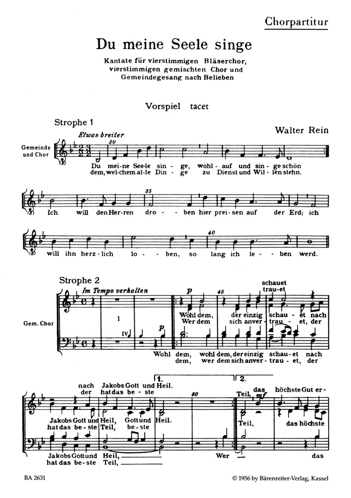 Du meine Seele, singe (Choral score)