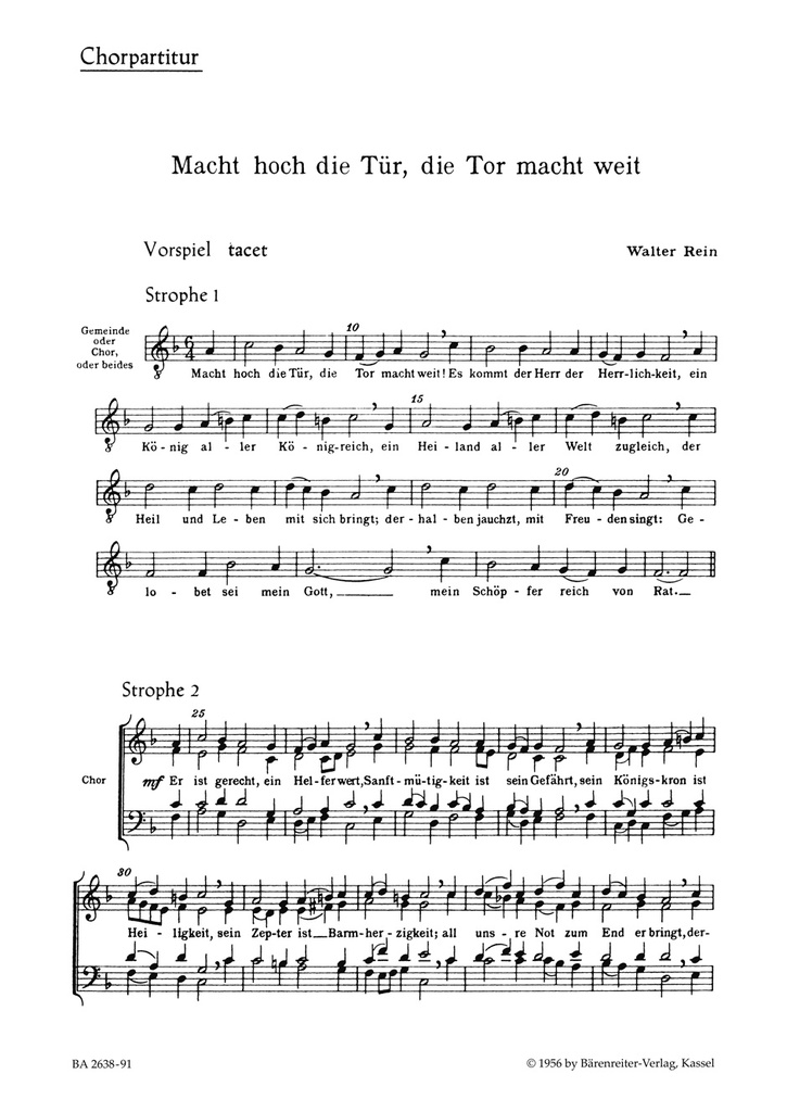Macht hoch die Tür, die Tor macht weit (Choral score)