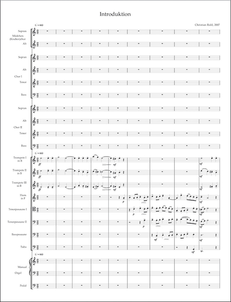 Der Herr ist mein Hirt für 8stimmigen gem. Chor, 3-4stimmigen Oberchor, Blechblasintrumente instr. und Orgel (2007) (Psalm 23) (Full score)