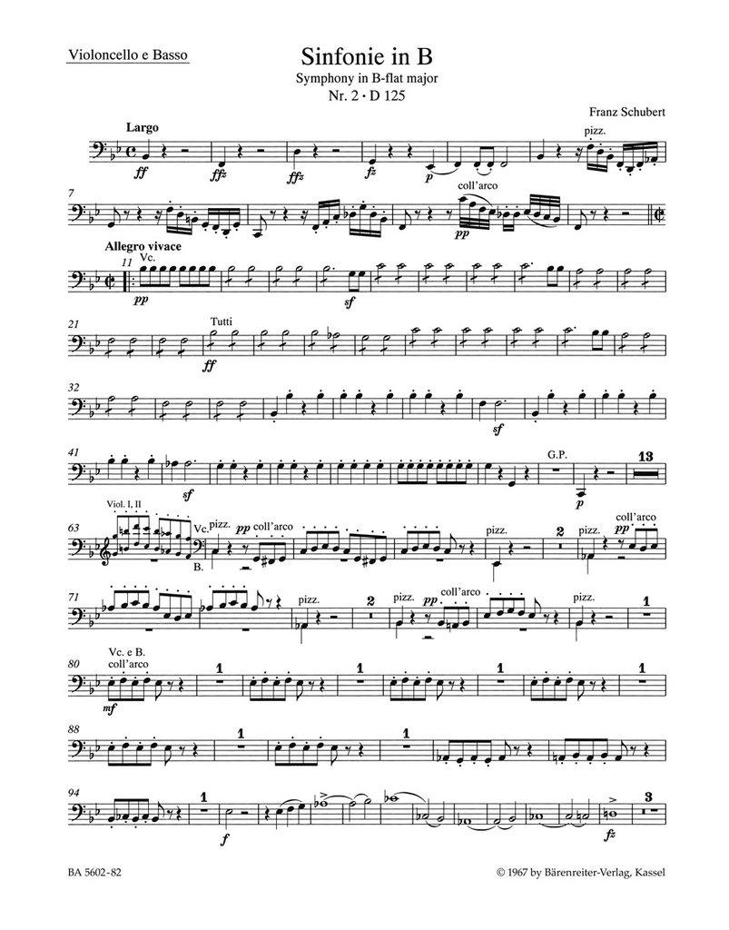 Symphony No.2 B-flat major, D.125 (1814) (Cello / Double bass)