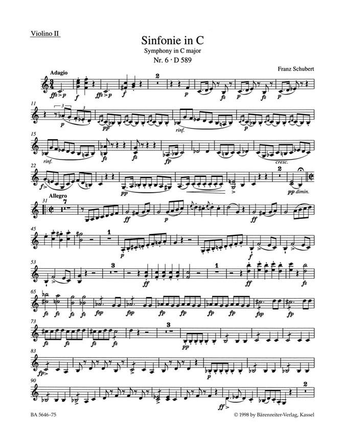 Symphony No.6 C major, D.589 (Violin 2)