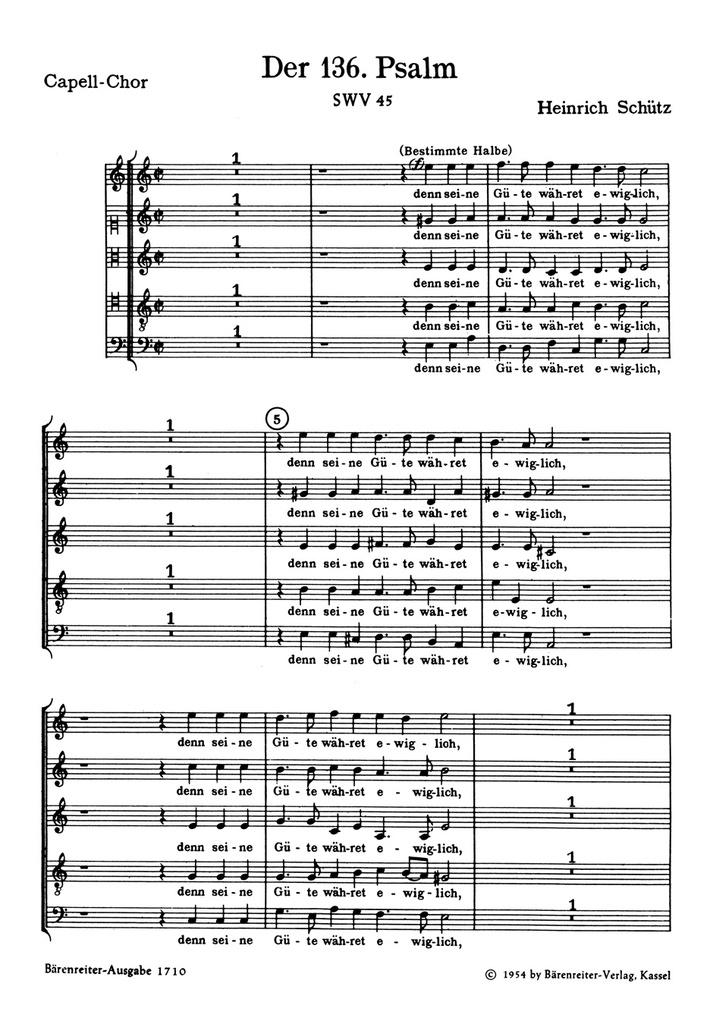 Danket dem Herren, denn er ist freundlich, SWV.45 (aus 'Psalmen Davids') (Choral score)