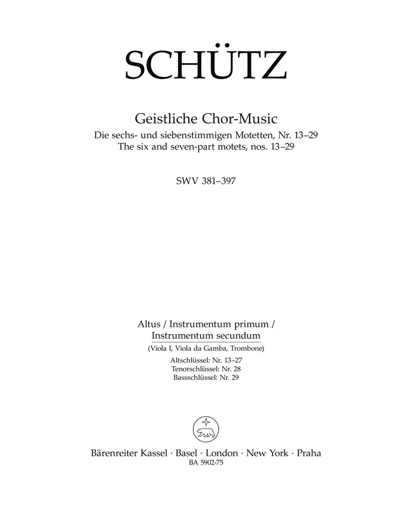 Geistliche Chor-Music, SWV.381-397 (Altus)