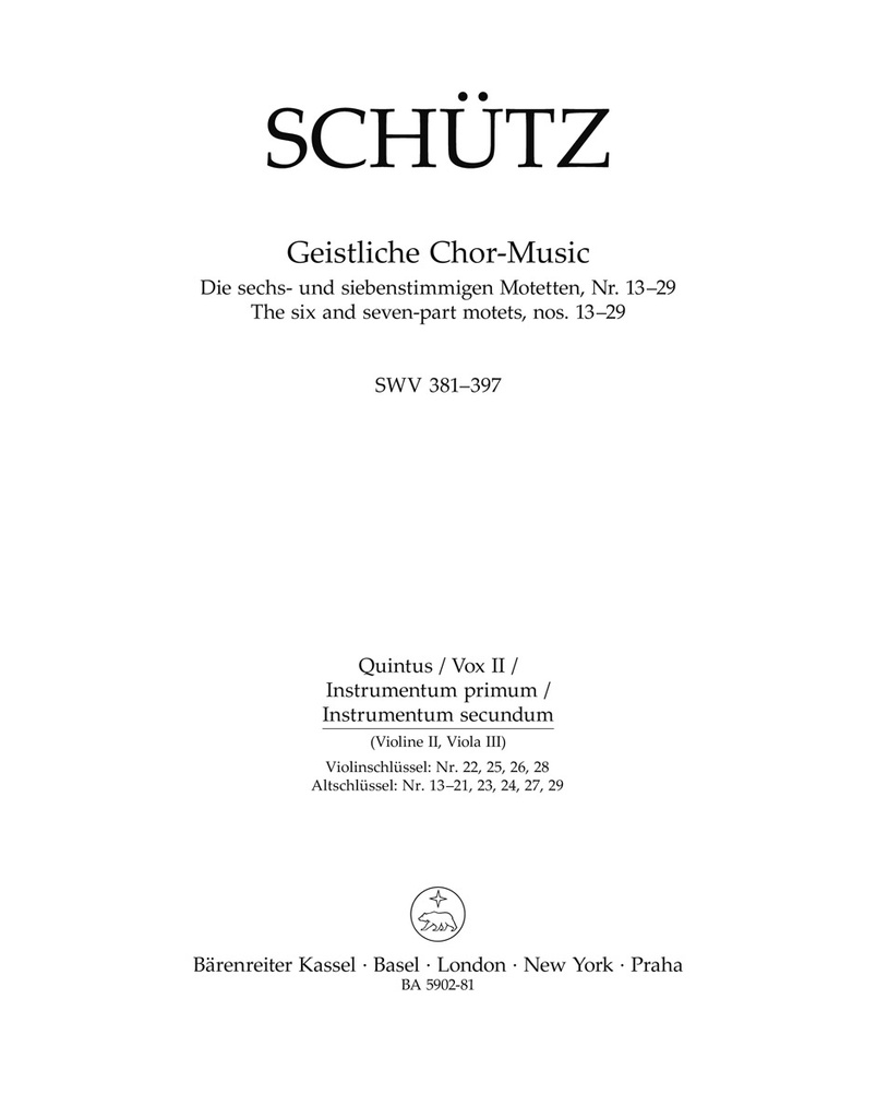 Geistliche Chor-Music, SWV.381-397 (Quintus)